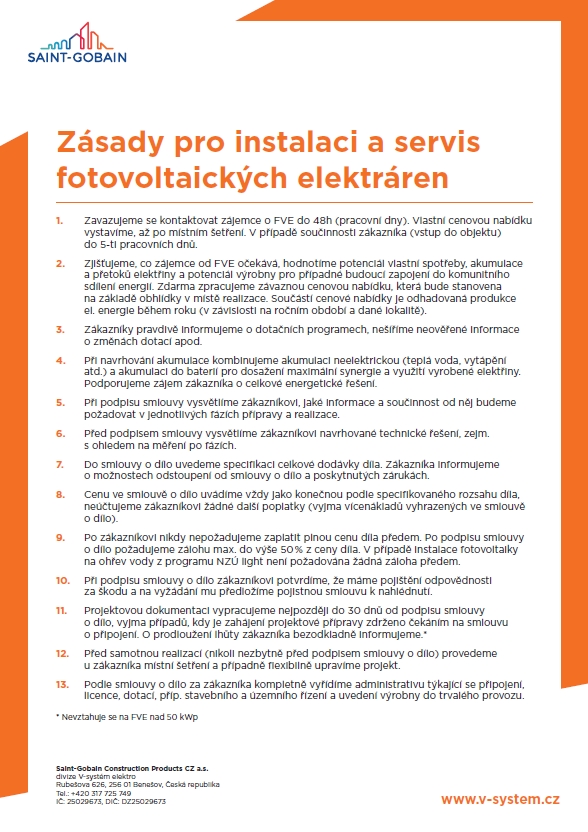 Zásady instalace a servisu FVE